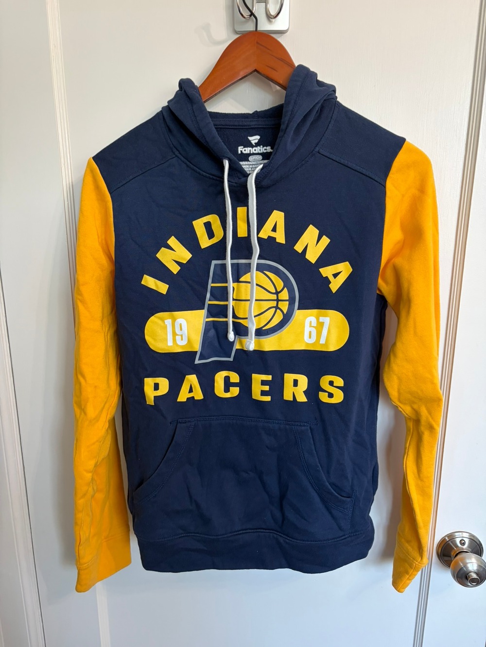 Indiana Pacers Hoodie Fanatics Navy Gold Colorblock Men's Small NBA